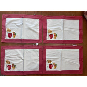 New Disney Winnie The Pooh Placemats Embroidered Cotton Lot 4 Bell Peppers Red